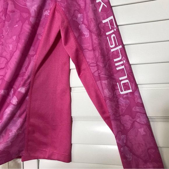 HUK Women's Icon X Hoodie UPF 50+ Long-Sleeve Fishing Shirt Size Large Pink Camo - Picture 4 of 8